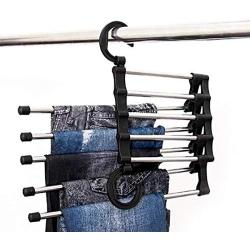 Stainless Steel Pants Hanging Storage Rack Hangers Jeans Clothes Organizer Folding Storage Rack Space Saver Storage Rack for Hanging Pants Hanger Jeans Organizer Space Saving Clothes (Color : Black)