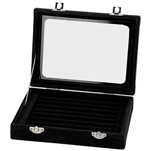 Zerone Jewelry Box, 3 Colors Composite Board Lint Jewelry Rings Storage Boxes Display Case Holder Organizer(Black) Zerone Jewelry Box, 3 Colors Composite Board Lint Jewelry Rings Storage Boxes Display Case Holder Organizer(Black)