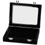 Zerone Jewelry Box, 3 Colors Composite Board Lint Jewelry Rings Storage Boxes Display Case Holder Organizer(Black)