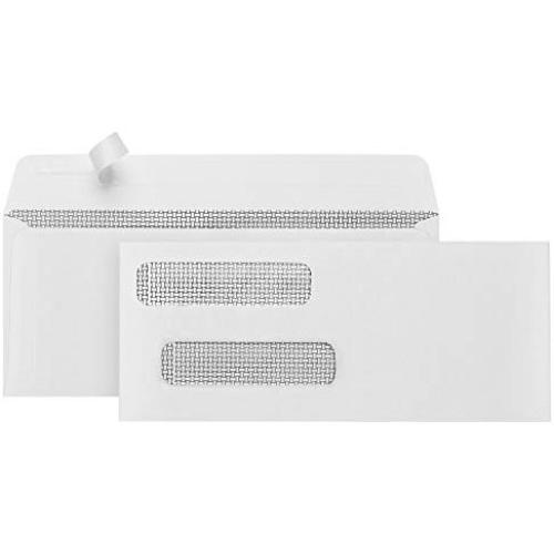 500 Self Seal Double Window Security Envelopes - Designed for QuickBooks Checks - Computer Printed Checks - 3 5/8 X 8 11/16 (NOT for INVOICES)