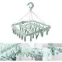 3pcs Color Random Multifunctional Drying Rack Sock Holder 32 Clips Portable Socks Cloth Hanger Rack Clothespin Wardrobe Storage Cloth Hangers