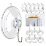 HangerSpace Suction Cup Hooks, 45 mm Clear PVC Suction Cups with Metal Hooks Removable Small Suction Cups for Kitchen Bathroom Shower Wall Window Glass Door - 12 Packs