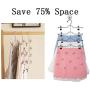 GQQG Pants Hangers with Clips Space Saving Multi Layer Trousers Skirt Hangers Magic Hanger Metal Heavy Duty Closet Clothes Hangers (Color : Pink, Size : 5pack)