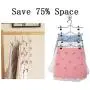 GQQG Pants Hangers with Clips Space Saving Multi Layer Trousers Skirt Hangers Magic Hanger Metal Heavy Duty Closet Clothes Hangers (Color : Pink, Size : 5pack)