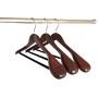 B&C Home Goods Set of 6 Luxury Wooden Hangers - Extra Wide Wood Coat Suit Hangers with Velvet Bar for Coats Clothes and Pants - Wide Shoulder