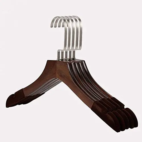 Xyijia 12 Pcs Anti-Slip Solid Wood Clothes Hangers, Walnut Non Slip Shirt Coats Shirts Hanger Rack with Notches