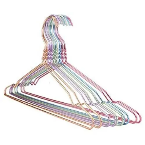 10Pcs Fancy Pink Blue Aluminum Metal Hanger for Clothes, Light Space Saving Dress Twisted Hanger with Notches Random Color 10Pcs Fancy Pink Blue Aluminum Metal Hanger for Clothes, Light Space Saving Dress Twisted Hanger with Notches Random Color