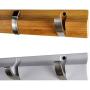 Spiretro Set of 2 Wall Mount 22 inch Flip Bamboo Coat Rack, 5 Retractable Metal Hooks Organize Hang Cloths Hat Scarfs Purses for Entryway Foyers Hallways Bedrooms Bathroom Office, Beige White Nickel