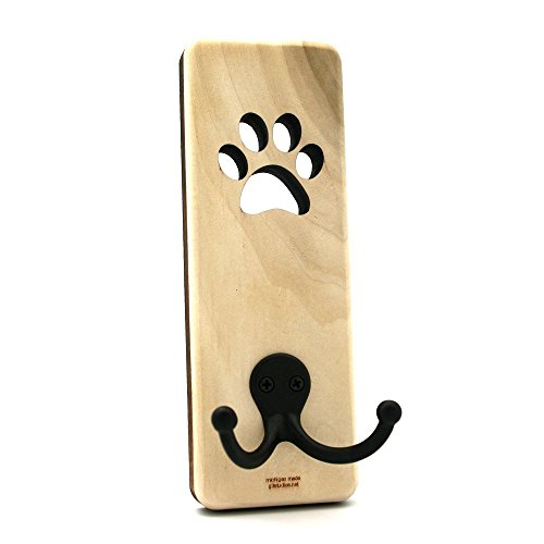 Dog Leash Holder, Laser Cut and Engraved, Poplar wood, Dog Leash Hook Wall Hanger