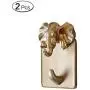 Zhi Jin 2Pc Gold Resin Animals Head Wall Hook Adhesive Door Hanger Decor for Clothes Towels Elephant