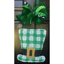 Plaid Leprechaun Hat Burlap Door Hanger- Leprechaun Burlap Door Hanger-St. Patricks Day Door Hanger- St. Patricks Day Wreath-St Patricks Wreath-Door Decor