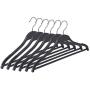 Super Heavy Duty Plastic Coat Hanger - Non Slip & Space Saving Suit Hanger - Clothes Hangers Hook Swivel 360-6 Pack Black