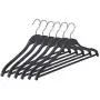 Super Heavy Duty Plastic Coat Hanger - Non Slip & Space Saving Suit Hanger - Clothes Hangers Hook Swivel 360-6 Pack Black