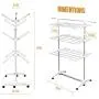 Stainless Drying Clothes Rack - Portable Rolling Drying Rack for Laundry Baby Clothes Drying Hangers Rack , Stainless  Drying Racks for Laundry, 3 Tier Drying Racks for Laundry by KP Solutions