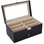 AUTOARK Leather 12 Piece Eyeglasses Storage and Sunglass Glasses Display Drawer Lockable Case Organizer,Black,AW-023