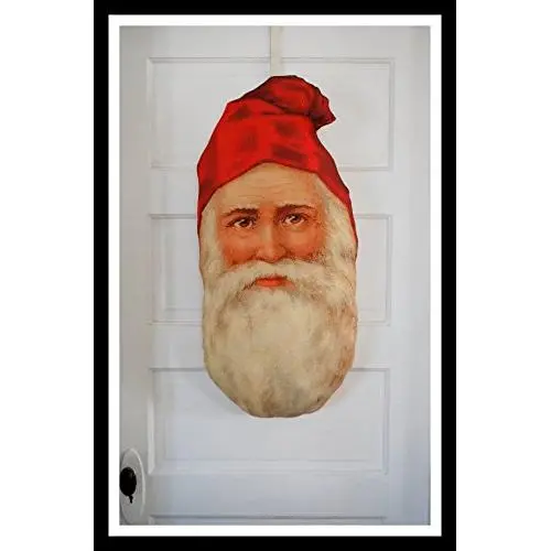 Antique Primitive Belsnickle Santa Claus door hanger pillow wreath - Handmade - 33 x 15 Inch
