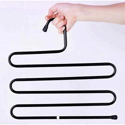 Clothes Pants Hangers Pants Hanger Multi-layer S-style Jeans Trouser Hanger Closet Organize Storage Stainless Steel Rack Space Saver For Tie Scarf Shock Jeans Towel Clothes（1 Pack ） for Pants Jeans Sc