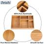 BonusAll 5-Piece Bamboo Storage Boxes Drawer Organizer Set Storage Organizer Divider for Office Desk Supplies and Accessories