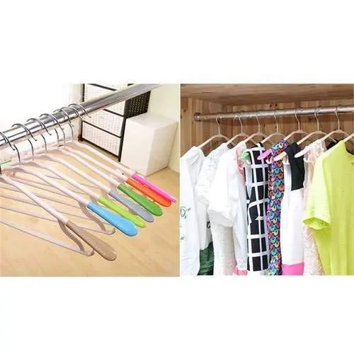 LZLAN Wide Shoulder Hanger Plastic Seamless Windproof Clothing Clothes Rack (Green,One Size)