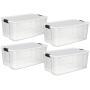 STERILITE 19909804 116 Quart/110 Liter Ultra Latch Box, Clear with a White Lid and Black Latches