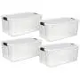 STERILITE 19909804 116 Quart/110 Liter Ultra Latch Box, Clear with a White Lid and Black Latches STERILITE 19909804 116 Quart/110 Liter Ultra Latch Box, Clear with a White Lid and Black Latches