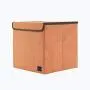 PiccoCasa Storage Bin Cube with Lid, 13x13.6x13inches, Linen Fabric Foldable Basket Storage Organizers Boxes Containers for Home Closet Bedroom Drawers Organizers, Orange