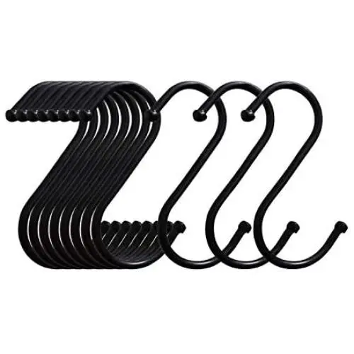S-Shaped Hooks 20 Pack 3.2 Inches Black Heavy Metal S-Shaped Hooks Suitable for Kitchen Bathroom Office Garden or Outdoor Activities S-Shaped Hooks 20 Pack 3.2 Inches Black Heavy Metal S-Shaped Hooks Suitable for Kitchen Bathroom Office Garden or Outdoor Activities