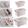 Khaki Plastic Storage Boxes with Brown Handle, 6/11/17 Quart Mix Storage Bin with Latch/Lid 3-Pack, Large Latch Storage Boxes with Sheave, Stackable Storage Plastic Boxes Bin