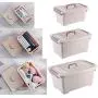 Khaki Plastic Storage Boxes with Brown Handle, 6/11/17 Quart Mix Storage Bin with Latch/Lid 3-Pack, Large Latch Storage Boxes with Sheave, Stackable Storage Plastic Boxes Bin