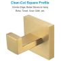 Bathroom Towel Hook, APLusee SUS304 Stainless Steel Single Square Home Storage Holder Utility Coat Robe Hook Wall Hanger, Brushed Gold