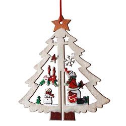 Toporchid 1 Piece Wood Christmas Tree Window Hanger Five-Pointed Star Bell Three-Dimensional Ornaments Home Decor Christmas(Christmas Tree)