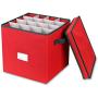 Primode Holiday Ornament Storage Box, 4 Layers, Fits 64 Ornaments Balls, Constructed of Durable 600D Oxford Material Red