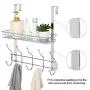 Nandae Over The Door 5 Hooks Shelf Organizer Hanger with Mesh Basket Storage Rack for Bathroom Kitchen Storage Shelves, Chrome Nandae Over The Door 5 Hooks Shelf Organizer Hanger with Mesh Basket Storage Rack for Bathroom Kitchen Storage Shelves, Chrome