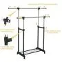 PNPGlobal Double Rail Rolling Garment Rack Adjustable Clothes Drying Hanger Laundry Rack PNPGlobal Double Rail Rolling Garment Rack Adjustable Clothes Drying Hanger Laundry Rack