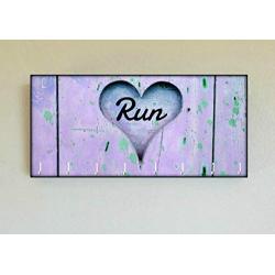 Race Medal Holder/Running Medal Hanger RUN Carved Heart Purple- Wood Wall Mounted Medal Organizer. CUSTOMIZATION Available