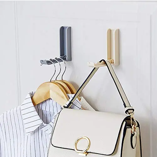 Self Adhesive Towel Clothes Hanger Hooks Rotating Space Saving Racks Foldable Sticky Wall Hanging Hook Gray