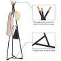 SONGMICS Coat Rack Stand, Coat Tree, Hall Tree Free Standing, with 9 Beech Wood Hooks, for Clothes, Hat, Bag, Black, Natural Grain URCR15BY