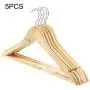 5pcs Random Color Wooden Clothes Hangers with Non-Slip Trouser Bar Suit Jeans Pants Coat Shirts Hangers Clothes Storage