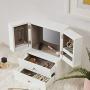GHC Women Jewelry Boxes Wooden Jewelry Organizer Storage for Necklaces Earrings Rings with 2 Drawers,Magnetic Double Doors with Mirror and Multi-Functional Storage (White)