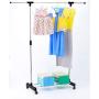 Cypress Shop Single Rail Bar Clothing Shelf Rack Garment Rolling Trolley Cart Hanging Adjustable Cloth Hanger Heavy Duty Open Closet Cabinet Wardrobe Clothes Storage Organizer Home Furniture