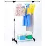 Cypress Shop Single Rail Bar Clothing Shelf Rack Garment Rolling Trolley Cart Hanging Adjustable Cloth Hanger Heavy Duty Open Closet Cabinet Wardrobe Clothes Storage Organizer Home Furniture