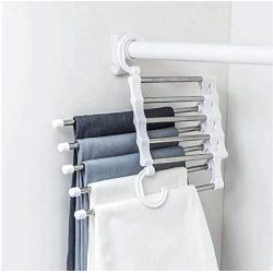 Modern 5-in-1 Portable Multi-Function Stainless Steel Pants Pants Hanger 5pcs Random Color Hanger Clothes Black and White Hangers