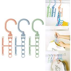 5 Holes Clothes Hanger Organizer Multi-Function 360 Rotating Clothes Rack with Handle 10pcs Random Color