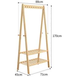 QPSGB Simple Fashion Solid Wood Coat Rack, Floor Hanger Bedroom Creative Clothes Rack, Home Hanger Simple Living Room Wooden Coat Rack (Color : Wood, Size : Double Layer)