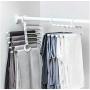 5pcs Random Color 5 in 1 Level Stainless Steel Racks Pants Hanger Clothes Closet Storage Organization Hanging Hanger Closet Organizer