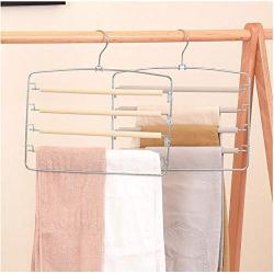 Household Clothes Hangers Multi-Layers Anti-Slip Foam Padded Pants Hangers Closet 2pcs Random Color