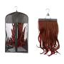 Peyan Zipper Closure Dustproof Hair Extensions Wig Storage Bag Holder Organizer Protective Pouch With Wooden Hanger