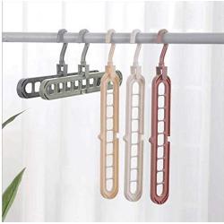 Wardrobe Space Saving Organizer Storage Rack Buckle Anti-Slip Hanger 9 Hole Multilayer Windproof Clothes Hanger Fixed Holder 10pcs Random Color