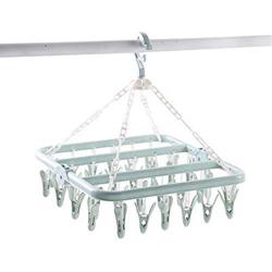 Lovt 32-Peg Laundry Hanging Drying Rack, Rotary Wind-Proof Clothes Hanger Clips Pegs Hook for Socks/Underwear/Clothes/Towels/Bras/Gloves (1pc,Green)