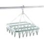 Lovt 32-Peg Laundry Hanging Drying Rack, Rotary Wind-Proof Clothes Hanger Clips Pegs Hook for Socks/Underwear/Clothes/Towels/Bras/Gloves (1pc,Green)